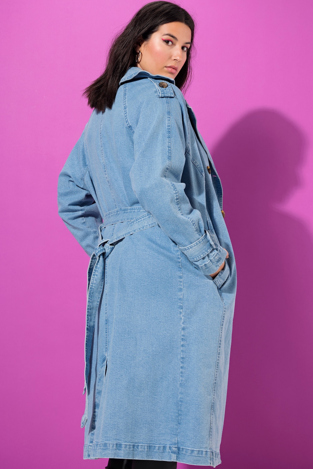 Große Größen Jeans-Trenchcoat, Damen, blau, Größe: 58/60, Baumwolle, Studio Untold