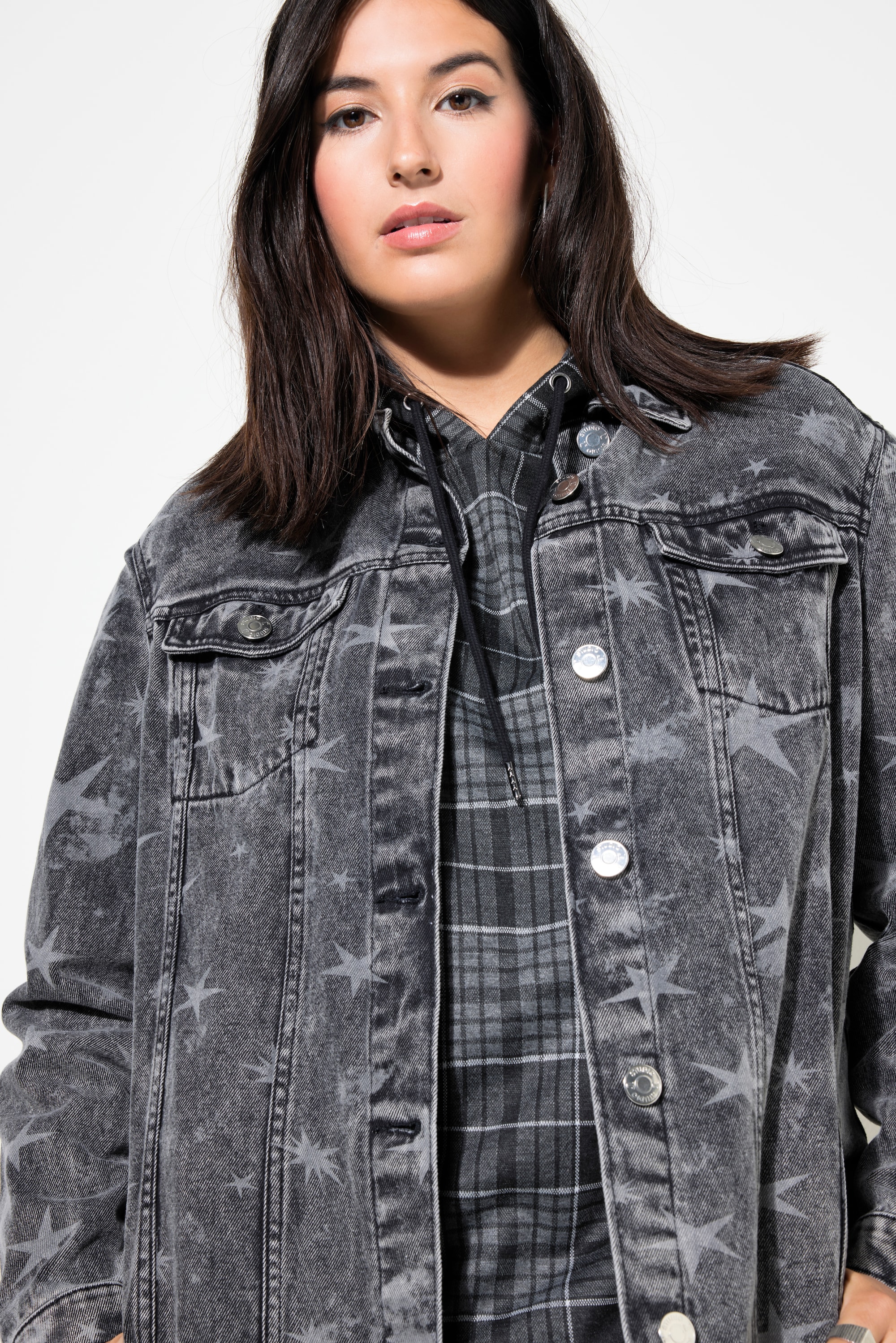 Studio Untold Damen große Größen Jeansjacke oversized Sternen Print 834083