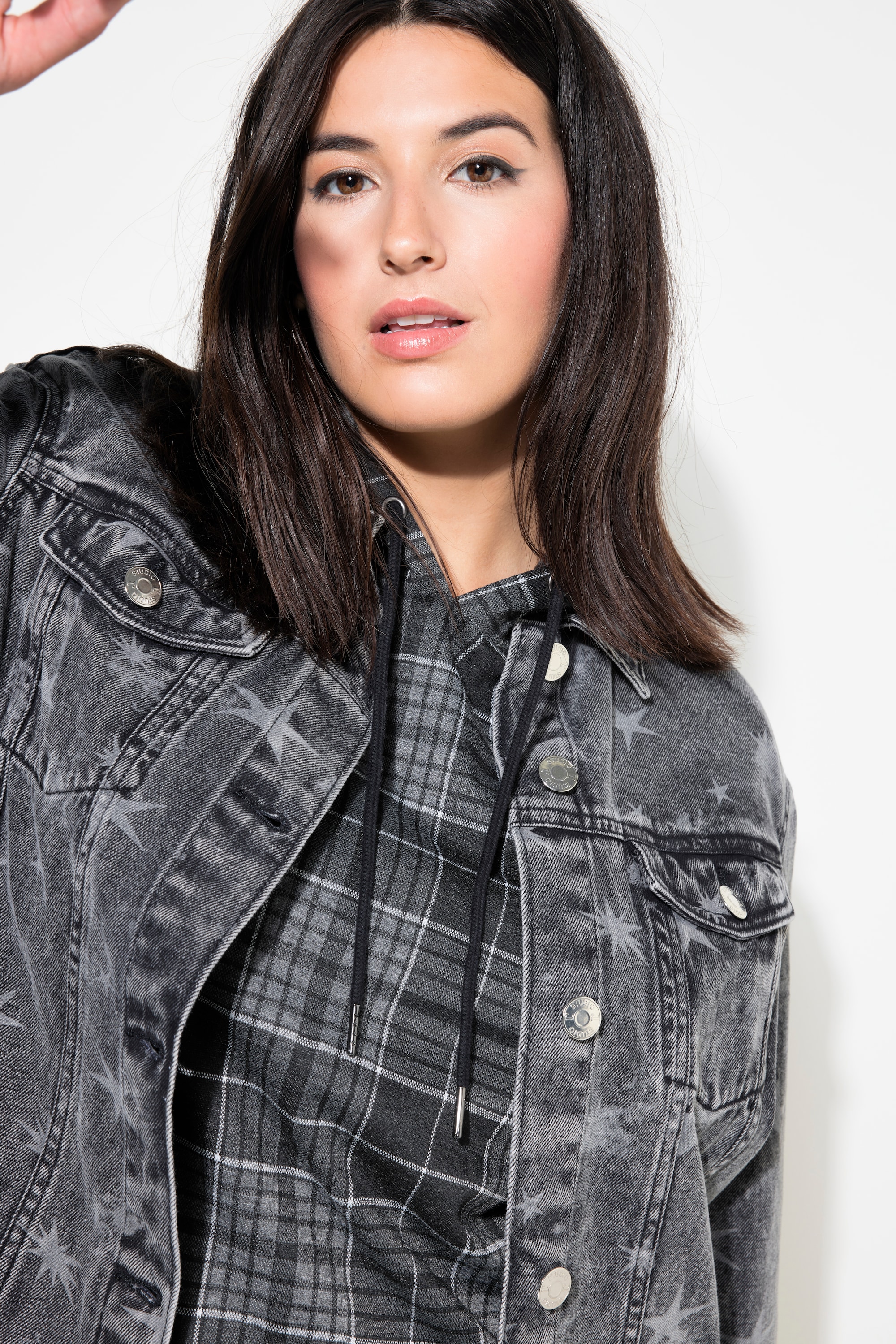 Studio Untold Damen große Größen Jeansjacke oversized Sternen Print 834083