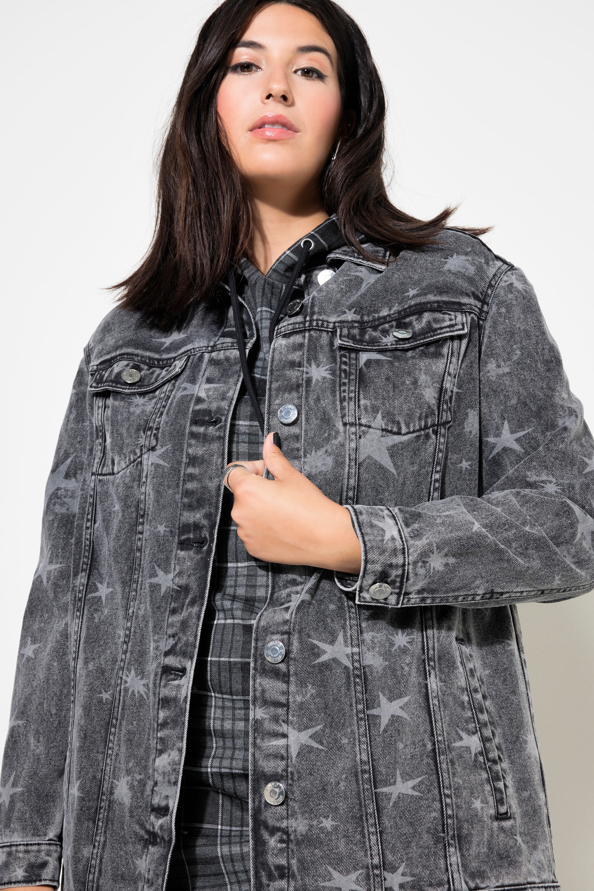 Studio Untold Damen große Größen Jeansjacke oversized Sternen Print 834083