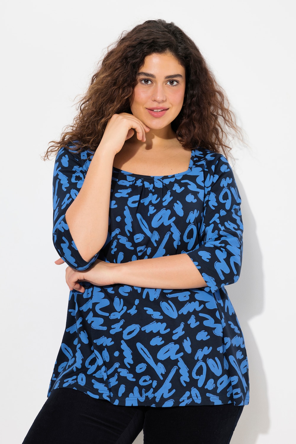 Große Größen Shirt, Damen, blau, Größe: 50/52, Baumwolle, Ulla Popken