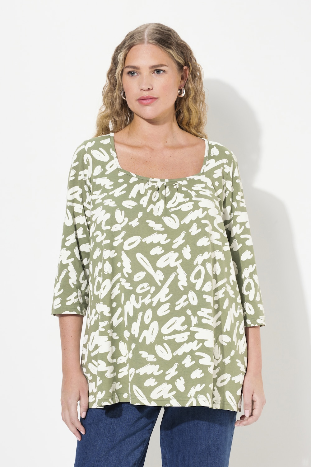 Große Größen Shirt, Damen, grün, Größe: 42/44, Baumwolle, Ulla Popken