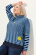 Bluzka, mieszanka pasków, klasyczna, półgolf, długi rękaw