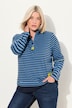 Bluzka, mieszanka pasków, klasyczna, półgolf, długi rękaw