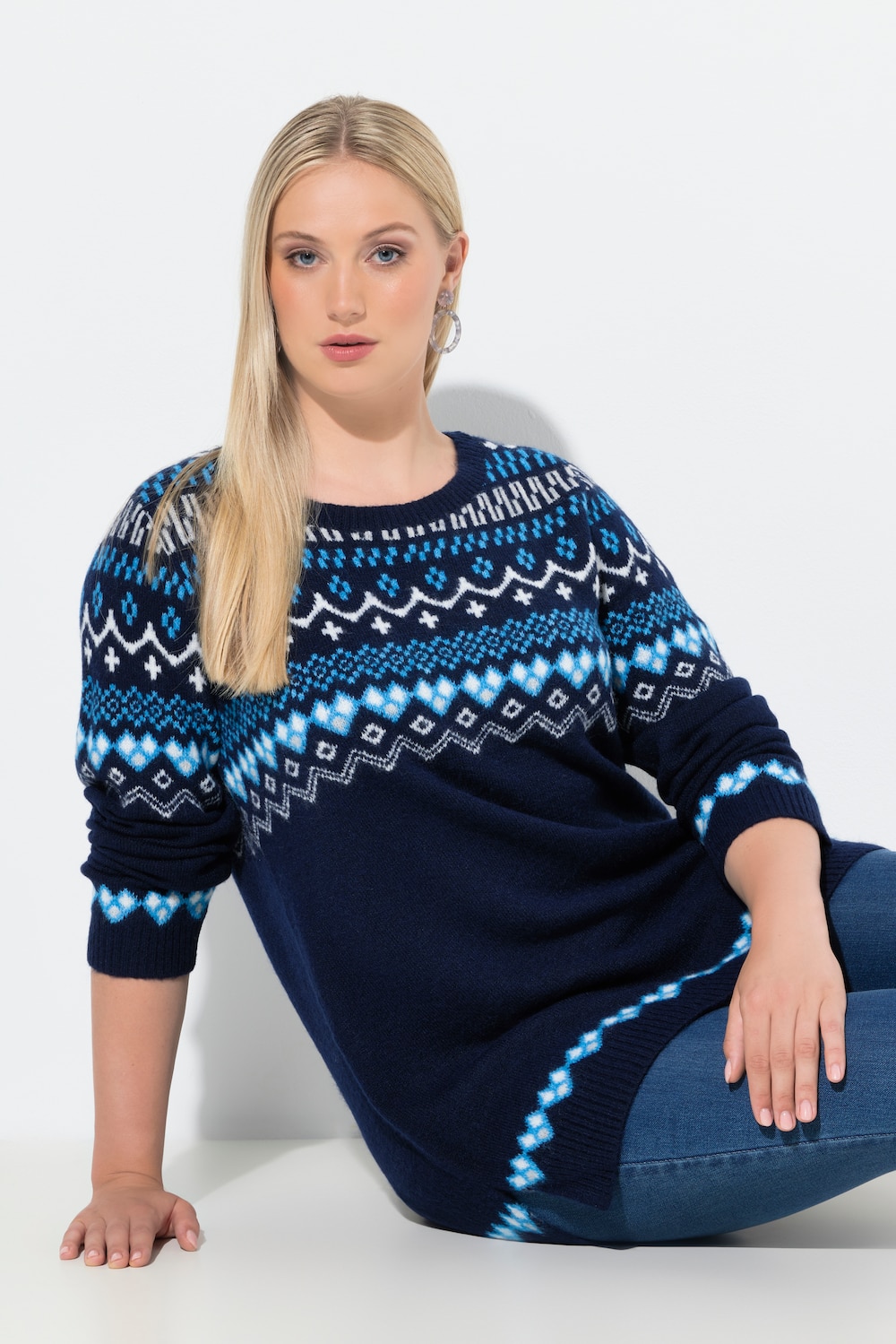 Norweger-Pullover, Rundhals, Langarm, weicher Strick