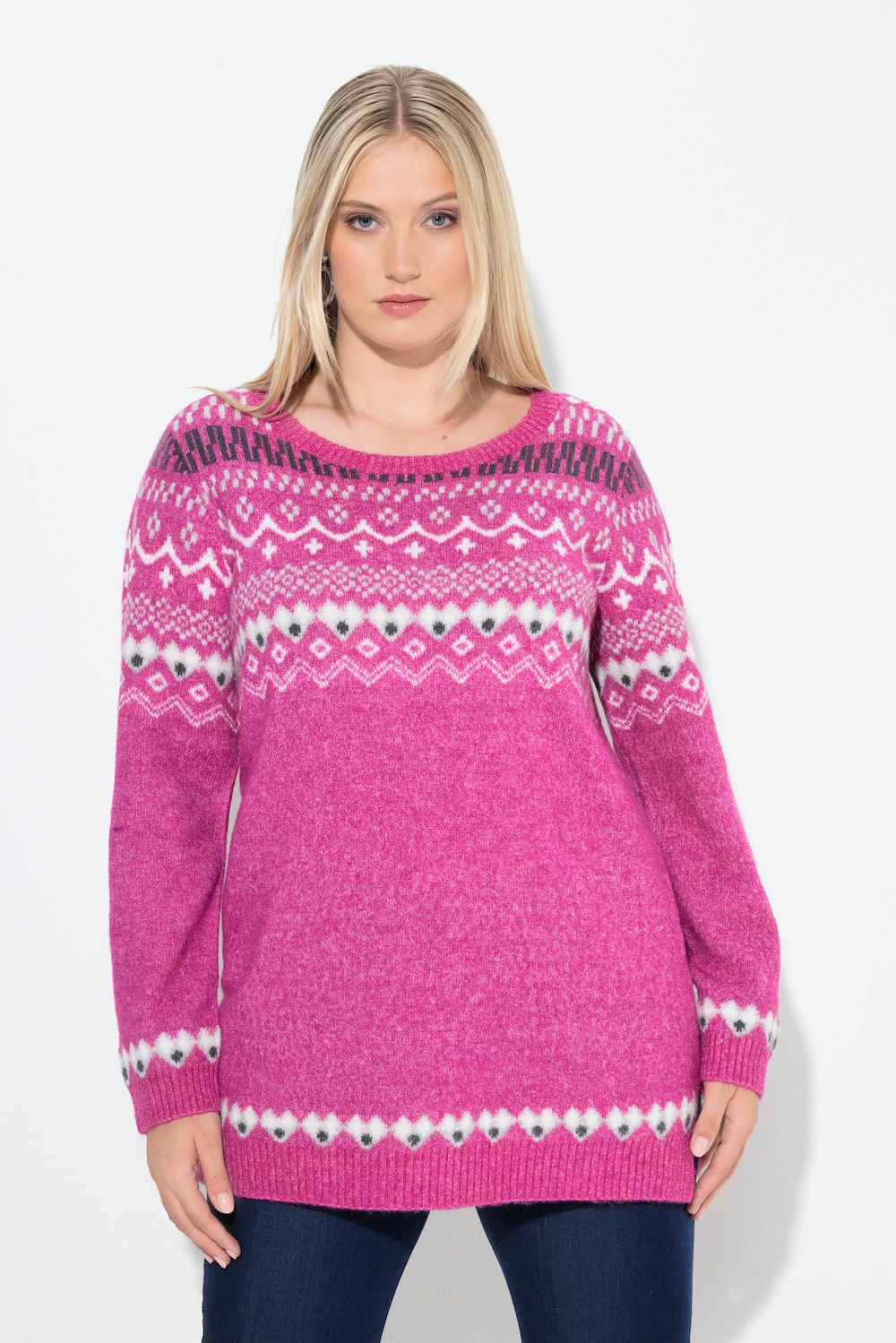 Große Größen Norweger-Pullover, Damen, rosa, Größe: 42/44, Synthetische Fasern/Polyester, Ulla Popken