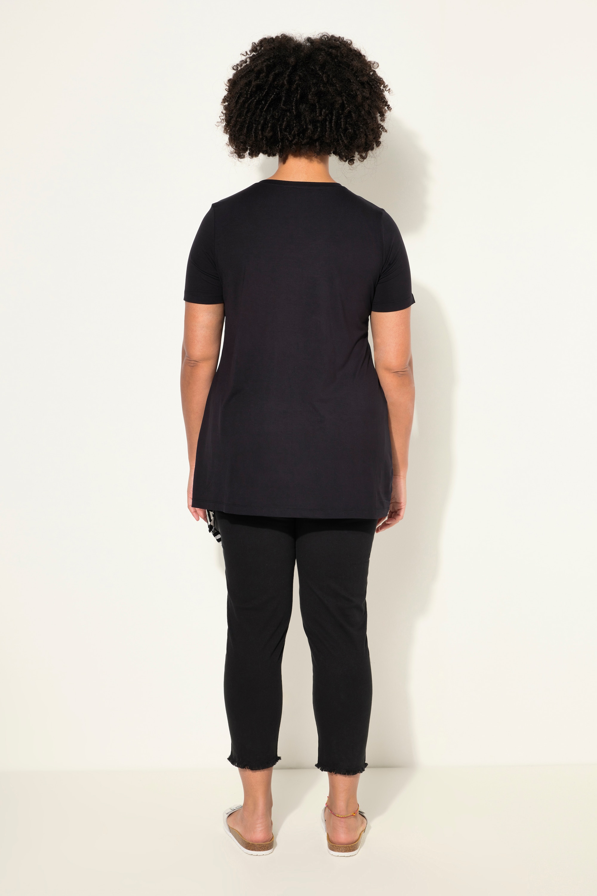 MIAMODA Damen große Größen T Shirt Classic Fit Streifen Pailleten