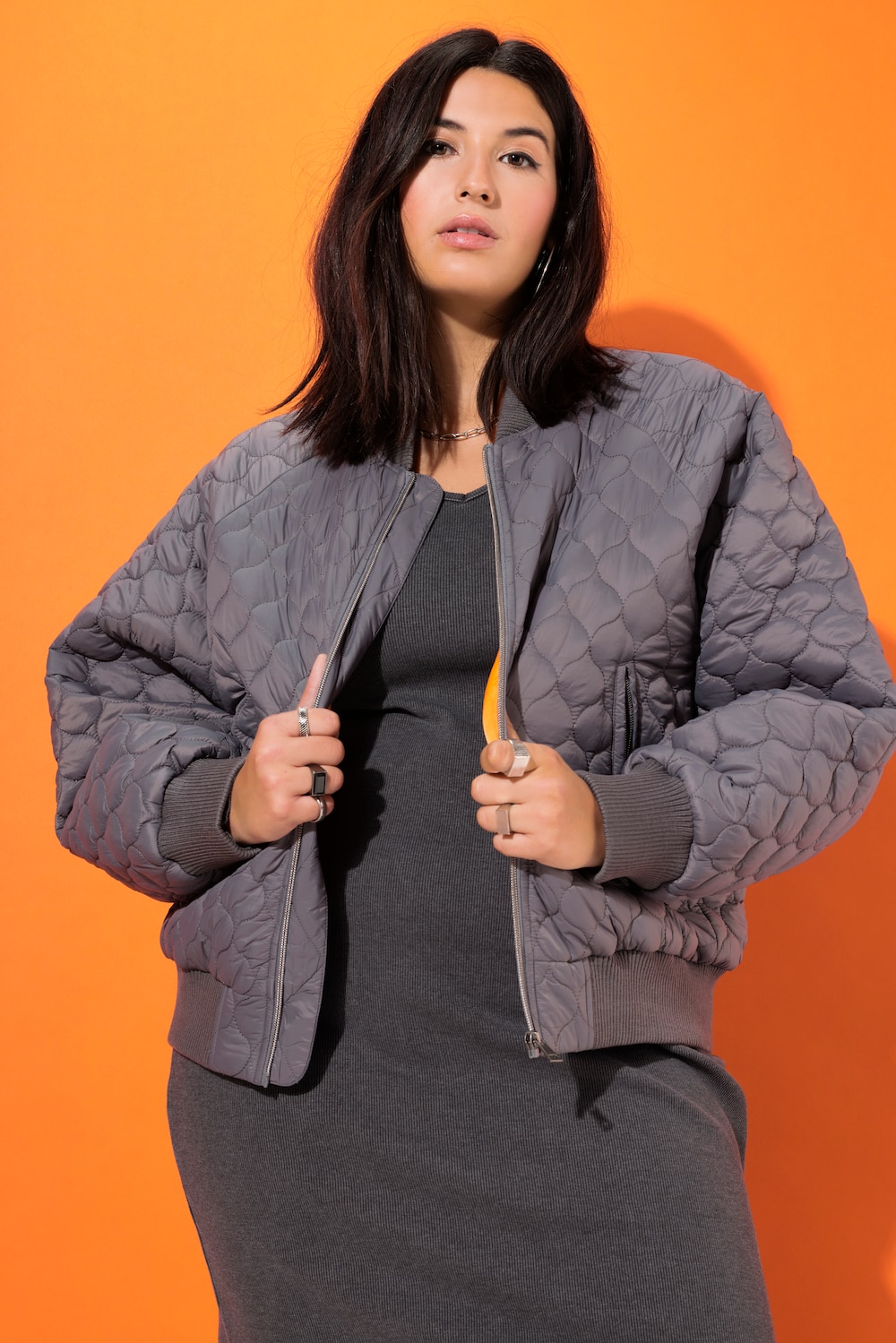 Große Größen Bomberjacke, Damen, braun, Größe: 46/48, Polyester/Synthetische Fasern, Studio Untold