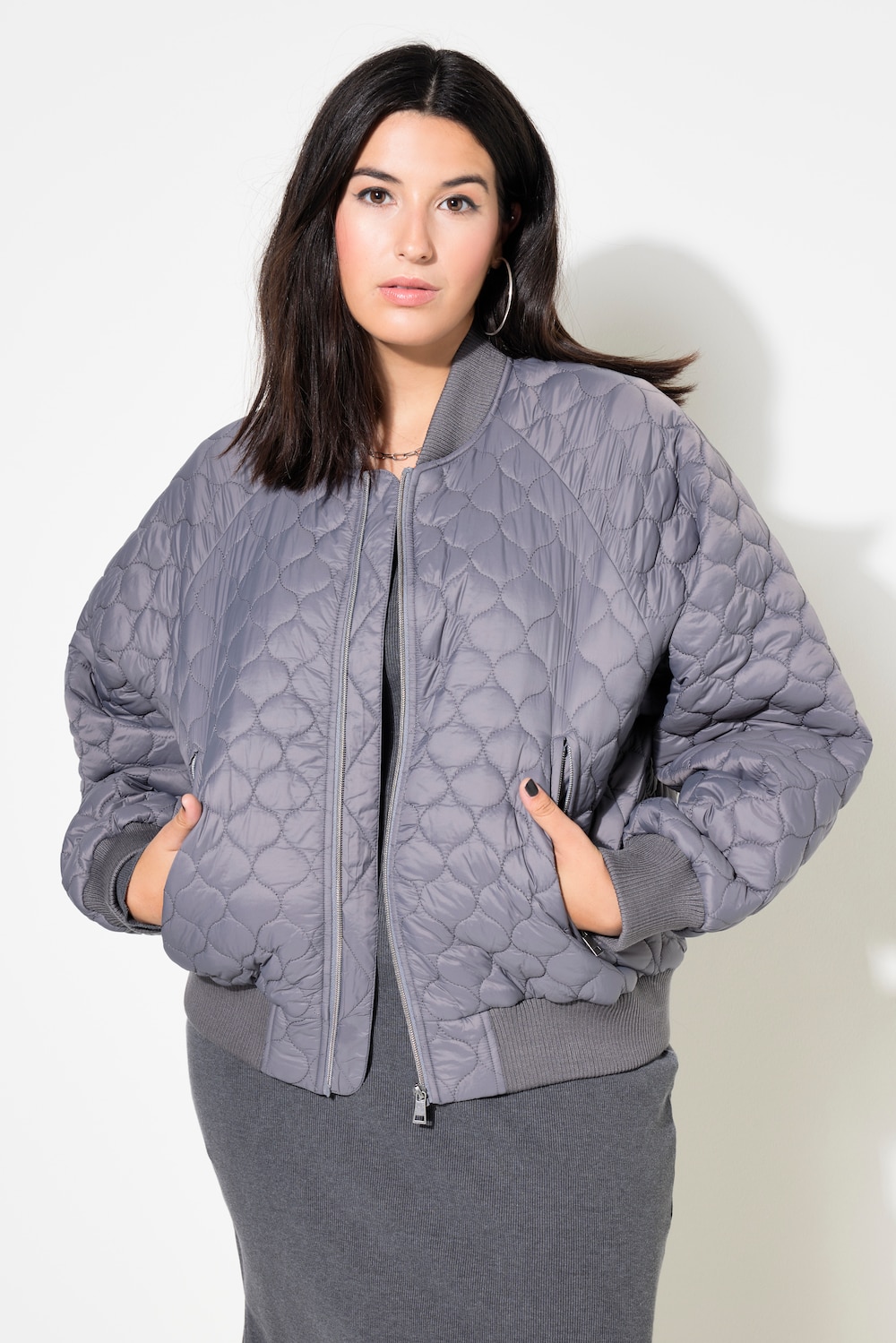 Bomberjacke, oversized, Stepp, Colorfutter