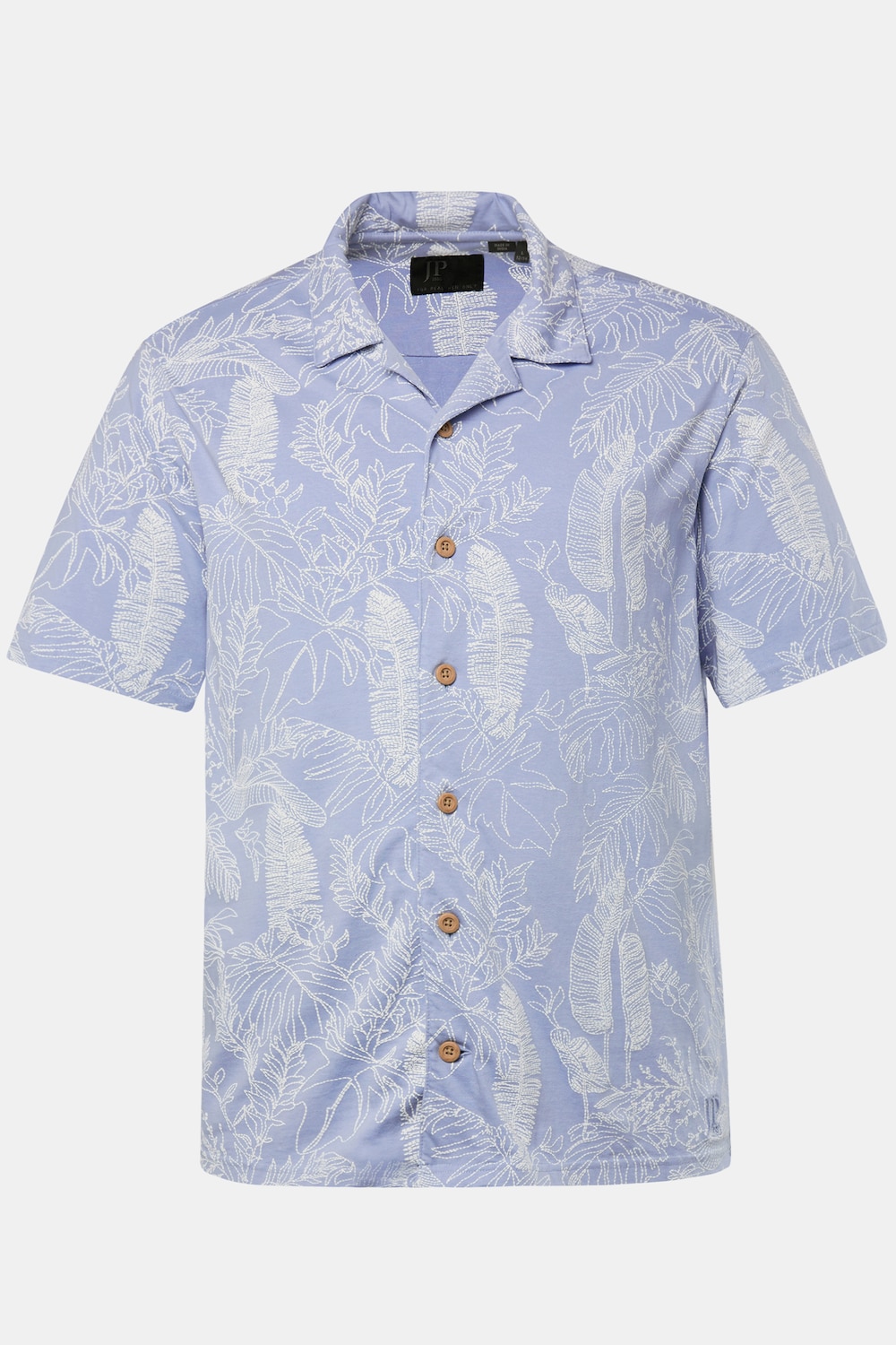 JP 1880 Hemd, Halbarm, floraler Print, Cuba-Kragen, kastiger Fit, bis 8 XL