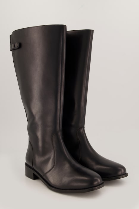 Lederstiefel, XXL-Schaft, Druckknopf-Riegel, Weite H