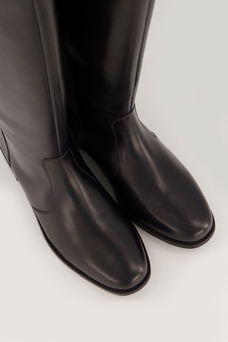 Lederstiefel, XXL-Schaft, Druckknopf-Riegel, Weite H