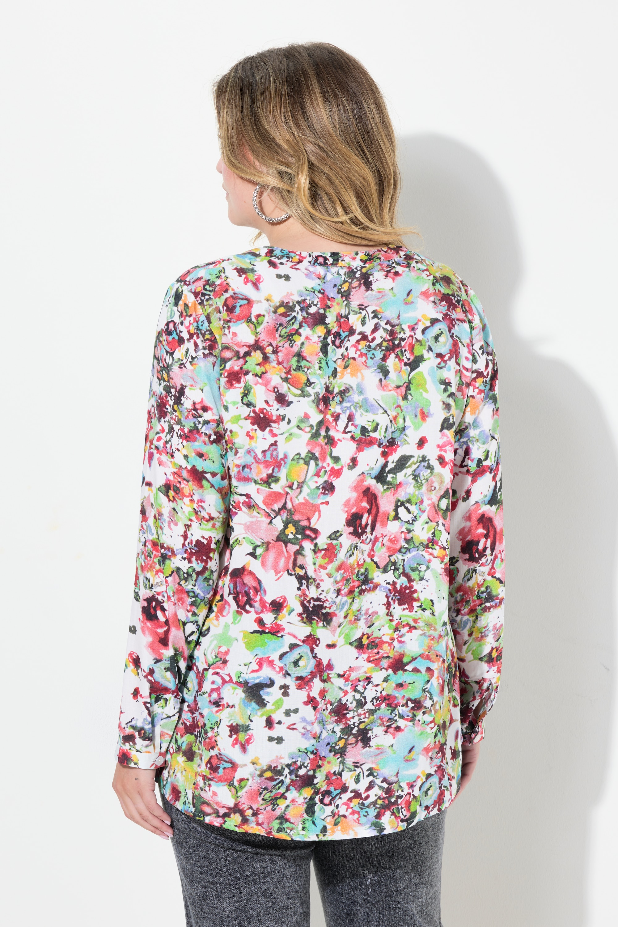 MIAMODA Damen große Größen Tunika floraler Druck Langarm 834153
