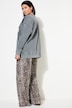 Pantalón, pernera ancha, cintura alta, plisado, leopardo