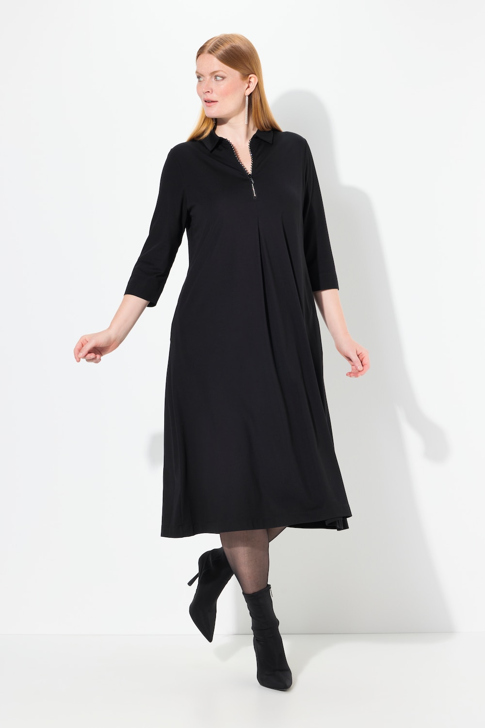 Große Größen Puntokleid, Damen, schwarz, Größe: 46/48, Viskose/Synthetische Fasern/Elasthan, Ulla Popken