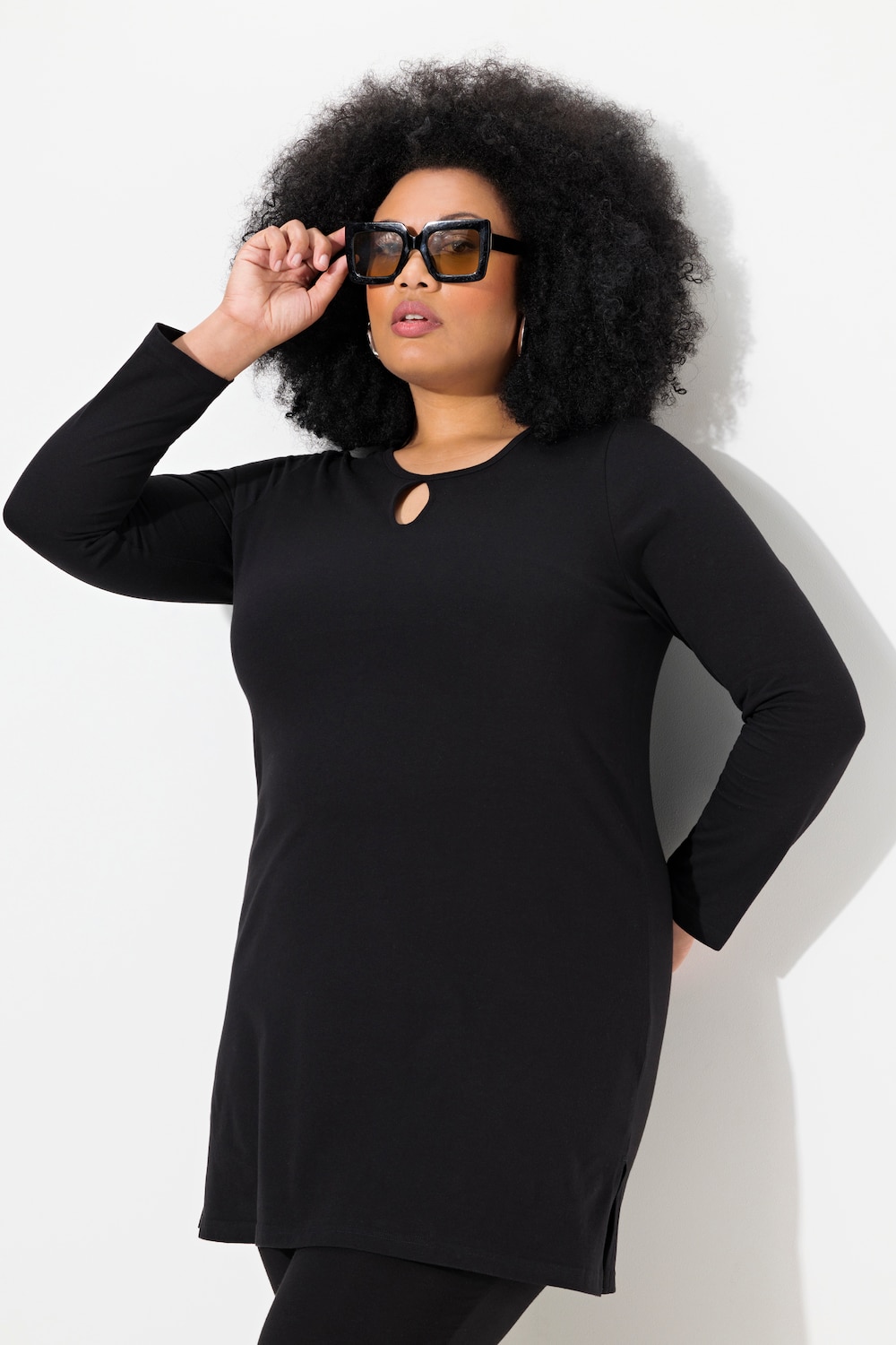 Große Größen Longshirt, Damen, schwarz, Größe: 58/60, Baumwolle, Ulla Popken