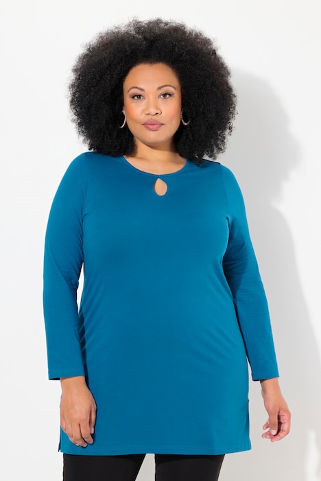 Round Keyhole Neckline Cotton Knit Tunic