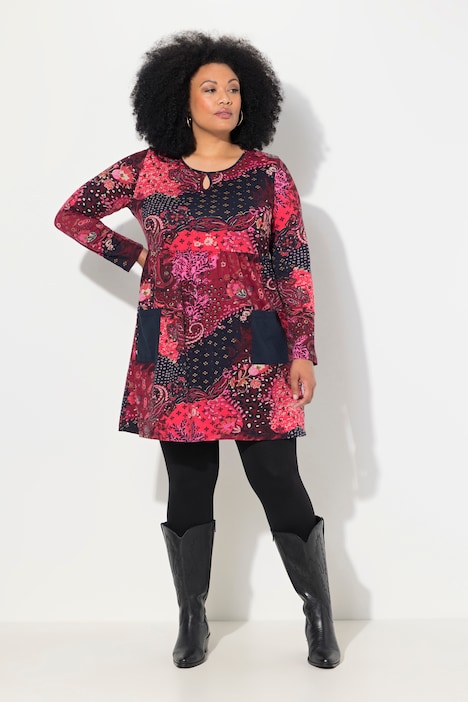 Paisley Print Empire Knit Cotton A-Line Tunic