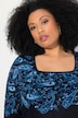 Square Neck Placement Print Long Sleeve Knit Tunic