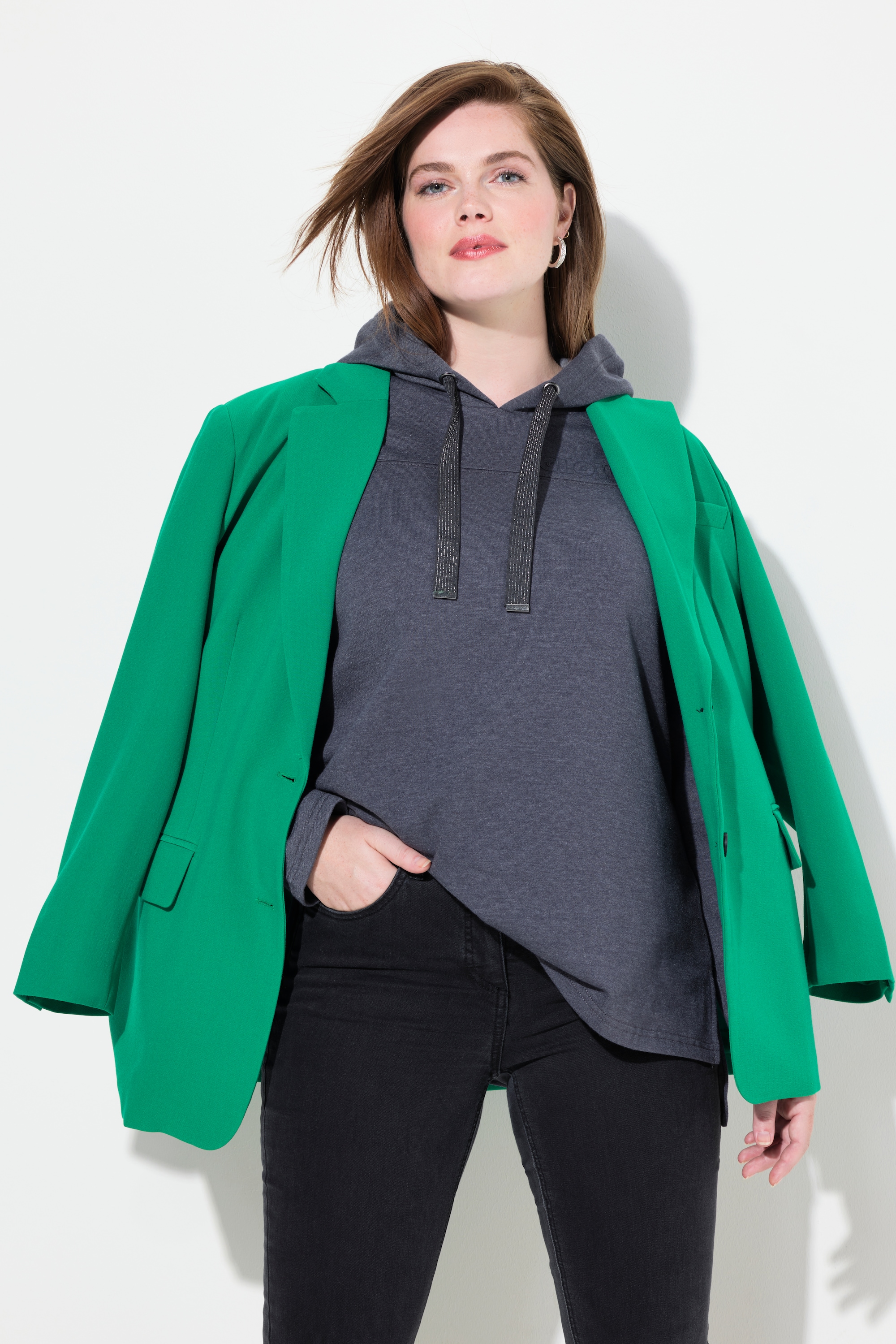 Ulla Popken Damen große Größen Sweatshirt Schriftdruck Classic Kapuze