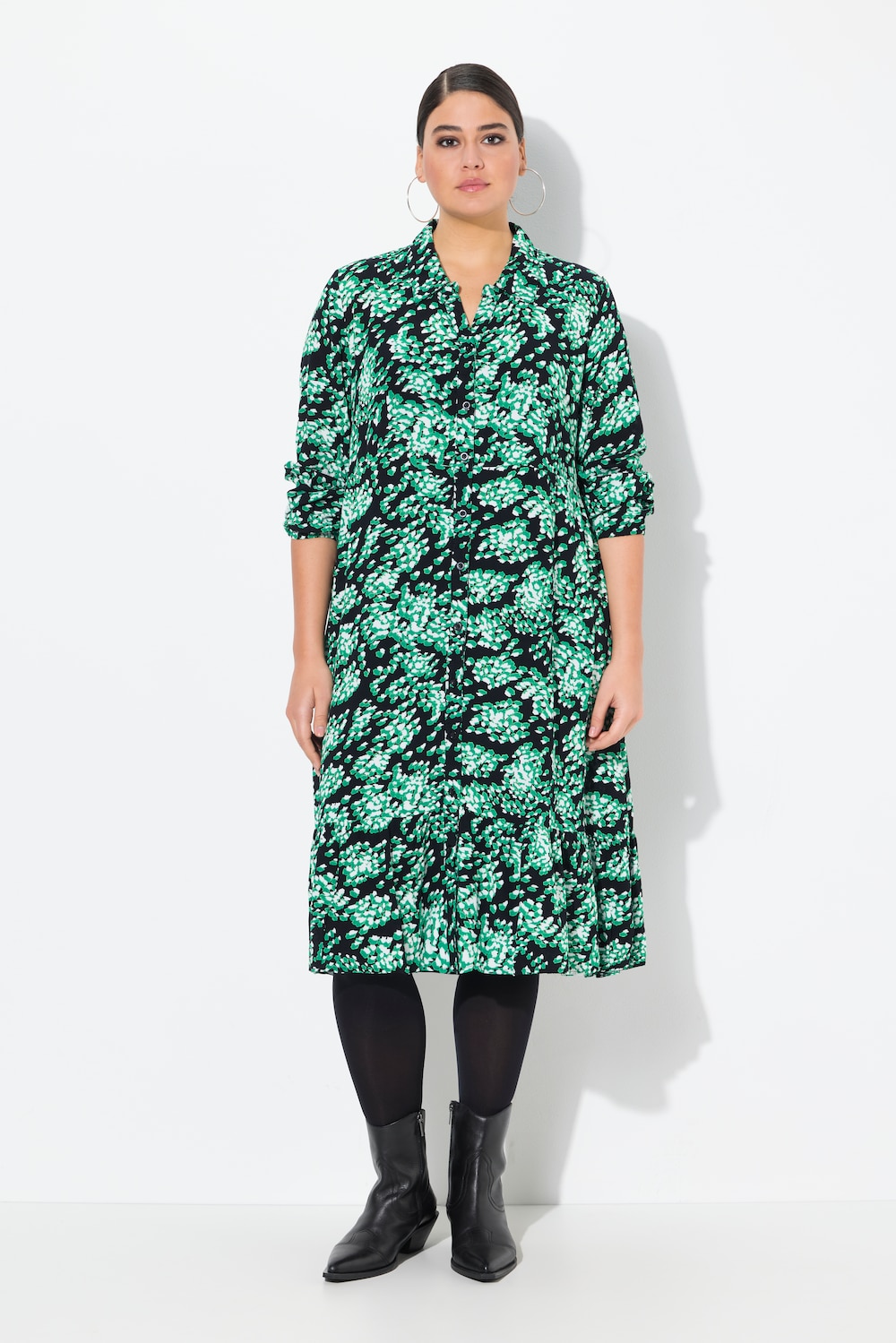 Große Größen Hemdblusenkleid, Damen, schwarz, Größe: 58/60, Viskose, Ulla Popken