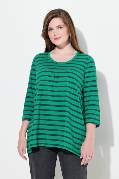 Striped 3/4 Sleeve A-Line Tee