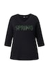 Tričko, nápis Spring, ozdobné sklady, výstřih do V, 3/4 rukávy
