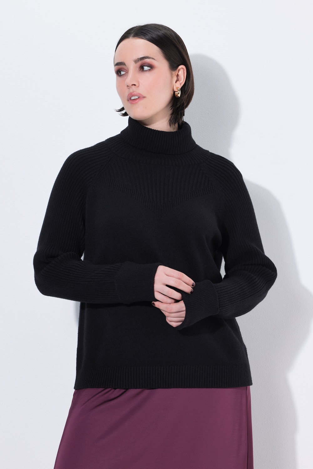 Thumbnail - Große Größen Pullover, Damen, schwarz, Größe: 46/48, Viskose/Polyester/Synthetische Fasern, Ulla Popken