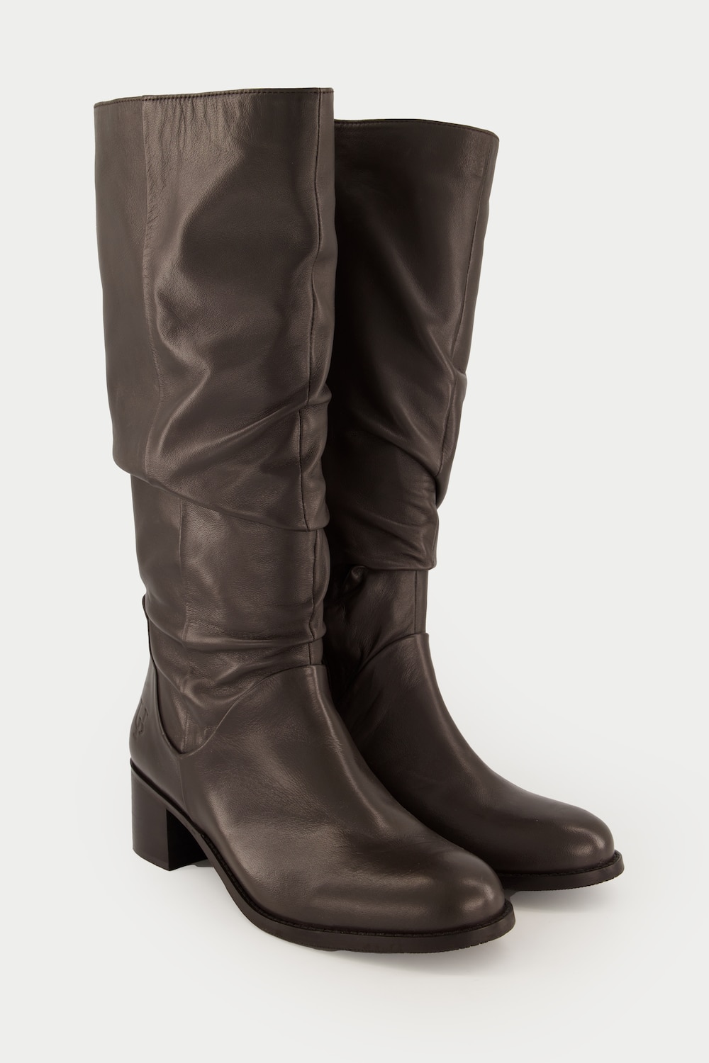Lederstiefel, XL-Schaft, Raffung, Weite H