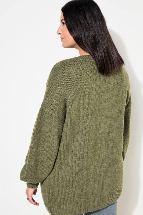 Strickjacke, oversized, V-Ausschnitt