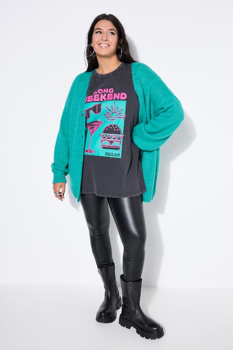 Strickjacke, oversized, V-Ausschnitt