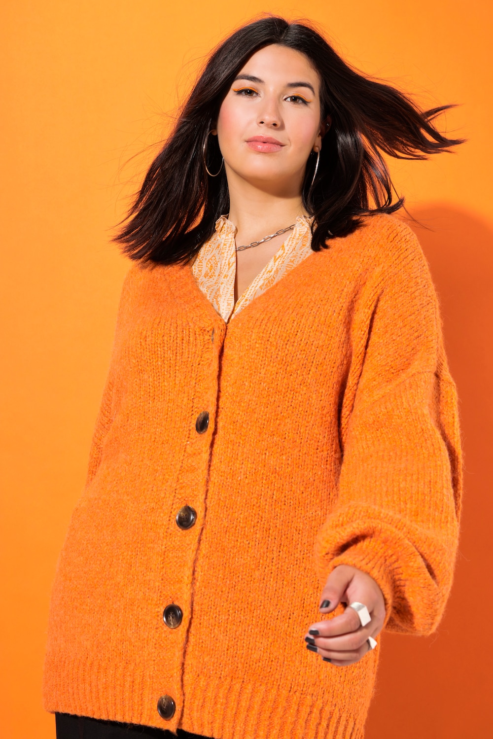 Große Größen Strickjacke, Damen, orange, Größe: 46/48, Synthetische Fasern/Wolle, Studio Untold