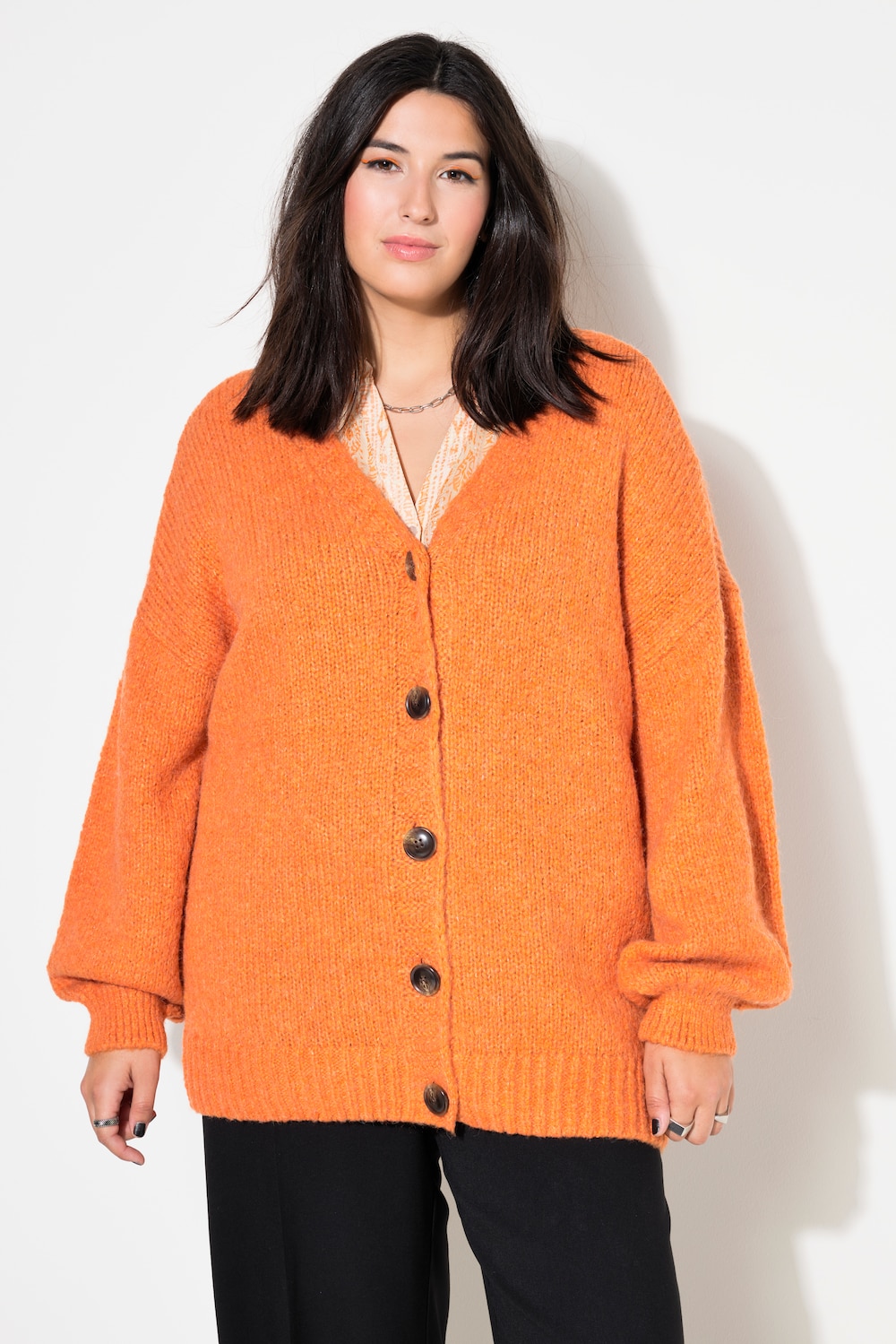Strickjacke, oversized, V-Ausschnitt