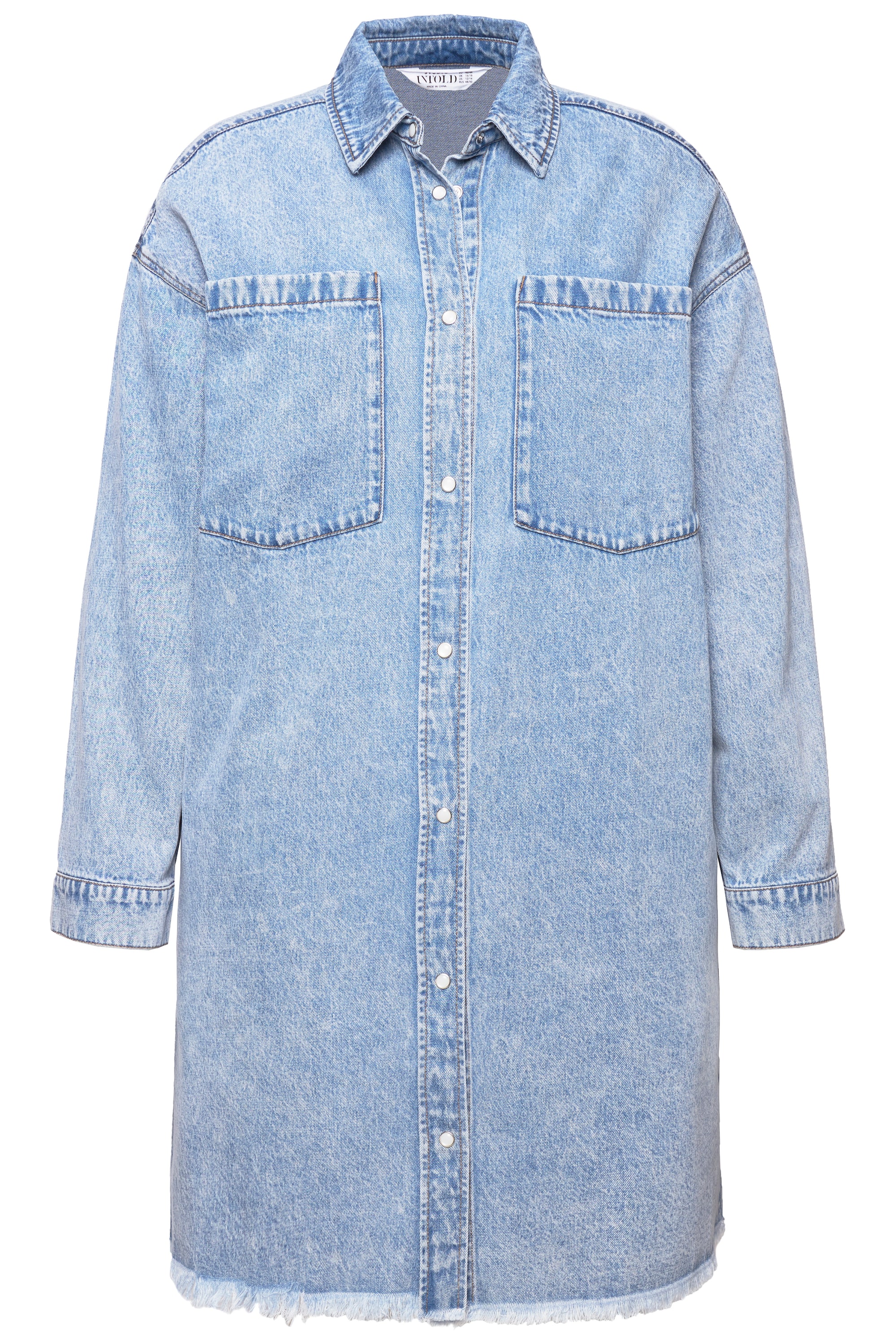 Studio Untold Damen große Größen Jeanskleid oversized Fransensaum 834221