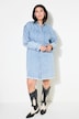 Jeanskleid, oversized, Fransensaum