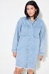 Jeanskleid, oversized, Fransensaum