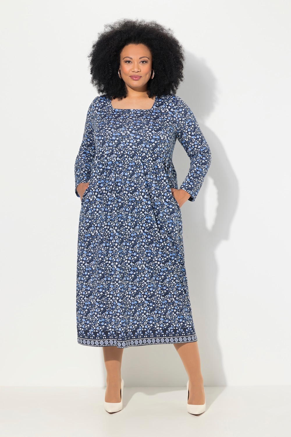 Große Größen Jerseykleid, Damen, blau, Größe: 50/52, Baumwolle, Ulla Popken