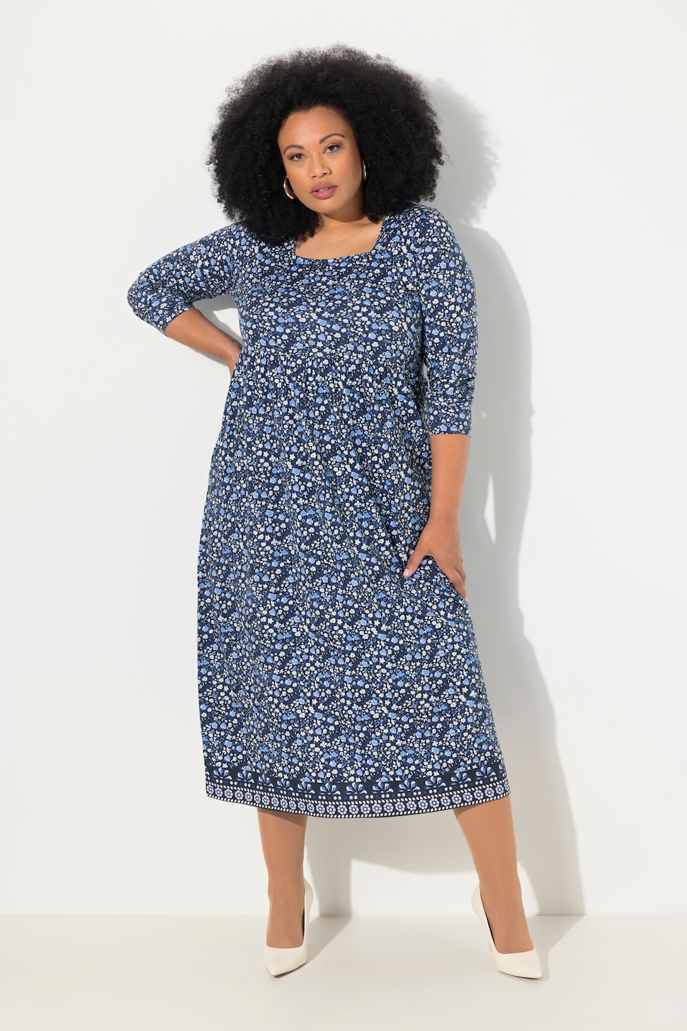 Große Größen Jerseykleid, Damen, blau, Größe: 50/52, Baumwolle, Ulla Popken