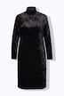 Maxi-Samtkleid, Slim, Stehkragen, Langarm