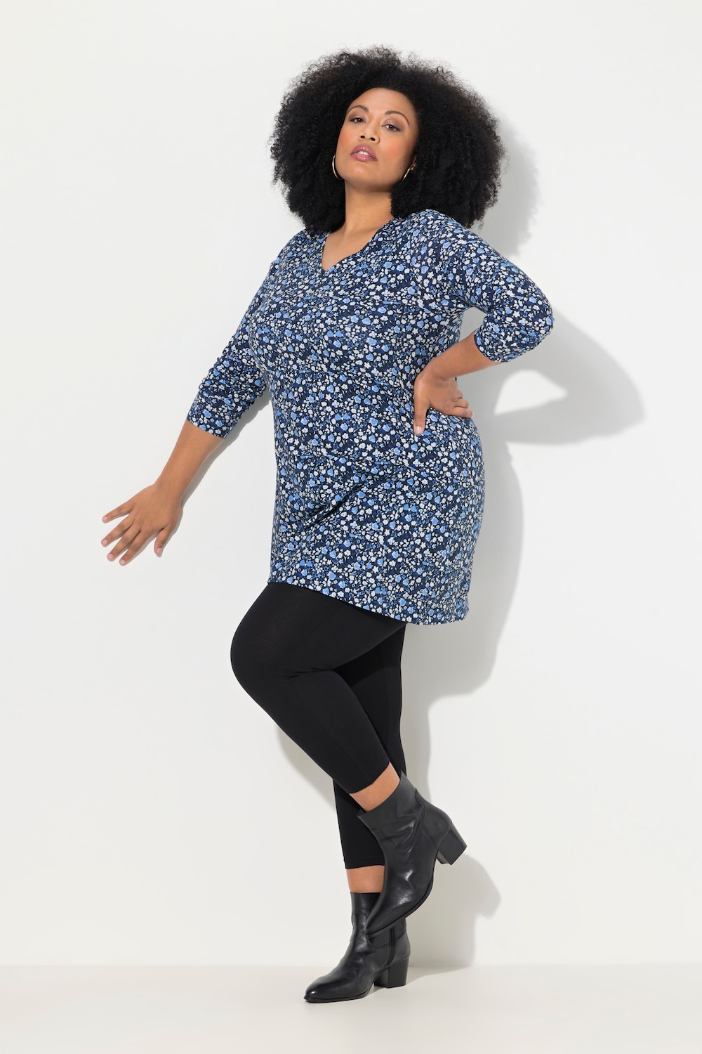 Große Größen Longshirt, Damen, blau, Größe: 50/52, Baumwolle, Ulla Popken