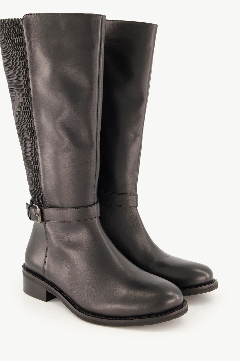 La Modeuse Stivali Da Equitazione In Similpelle Con Inserto Elastico, Zip Interna, Fibbie Dorate, Imbottiti