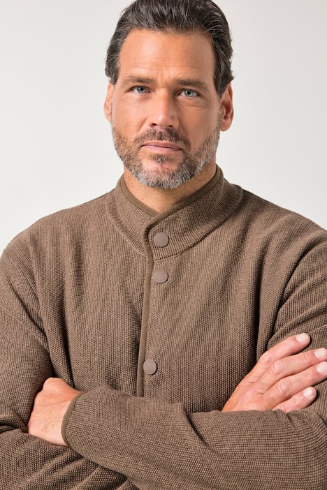 JP 1880, gebreid jasje, FLEXNAMIC®, opstaande kraag, drukknopen, tot 8XL