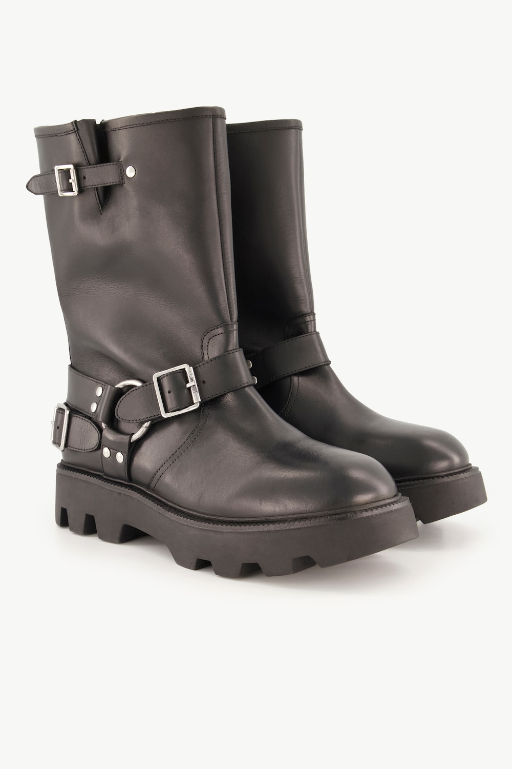 Leder-Bikerboots, Damen, schwarz, Größe: 38, Sonstige/Leder, Ulla Popken