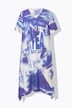 Sweat dress with denim printand  inscription
