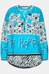 Blusa dal taglio svasato con mix di fantasie Happy e maniche lunghe