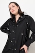 Hemdbluse, Ziersteine, Oversized, Hemdkragen, Langarm
