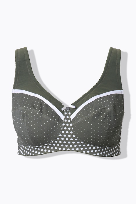 Soutien-gorge de maintien, sans armatures. Imprimé à pois. Bonnet C-F.