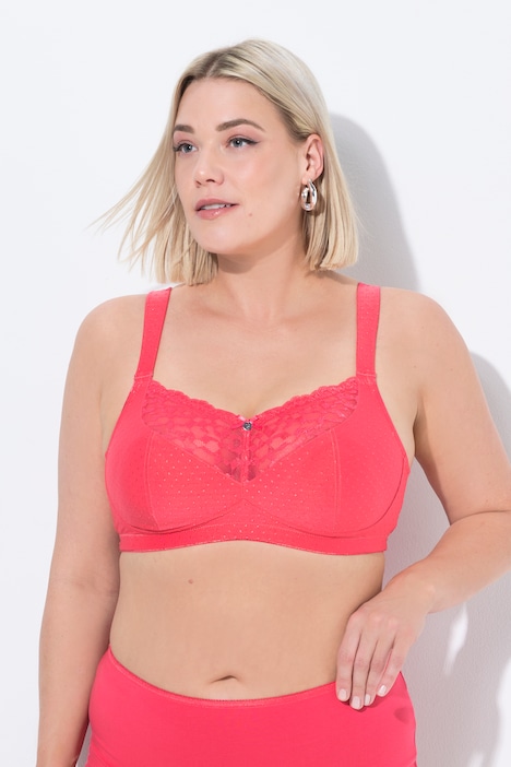 Reggiseno senza ferretto con ricami, coppe morbide e coppa C-E