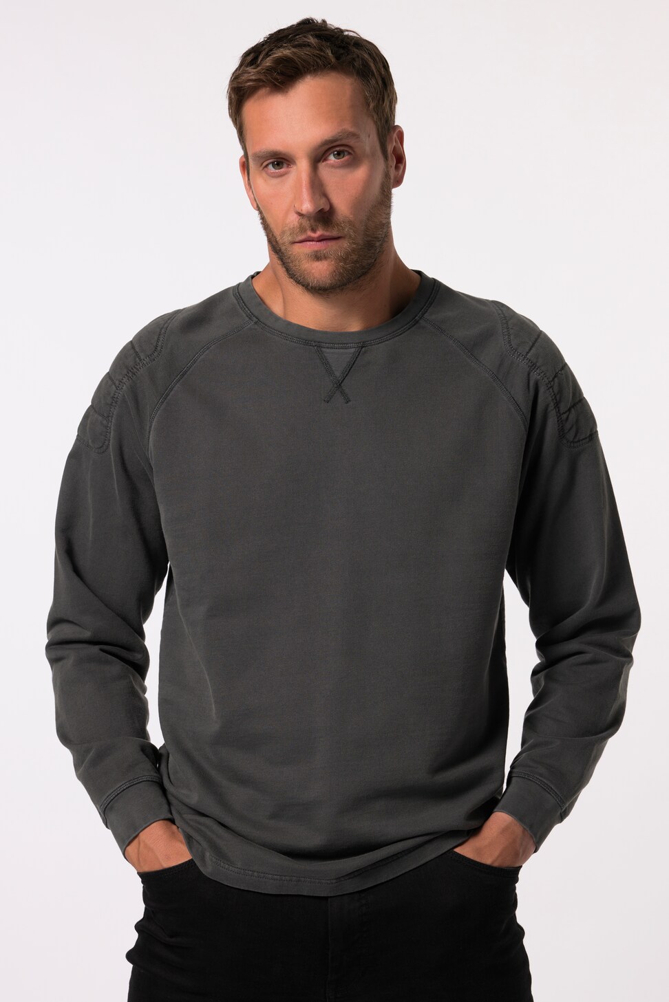 Felpa Uomo Con Colletto E Tasca – Maniche Lunghe, Misto Cotone, Taglie Dalla S Alla 5XL