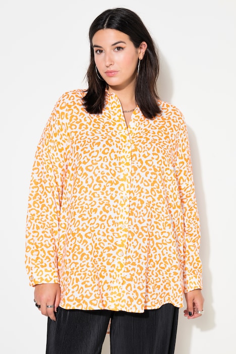 Bluse, oversized, musselin, farvet leo